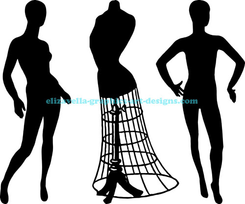 female mannequin forms silhouette art  printable