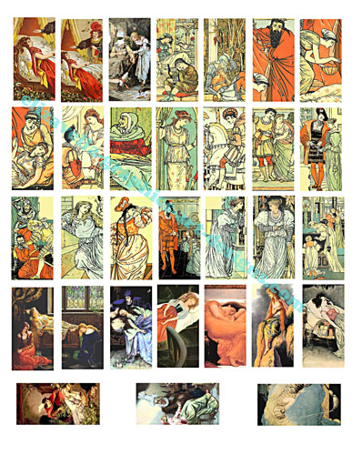  vintage sleeping beauty fantasy fairytale art collage sheet printable
