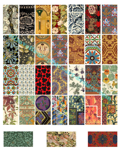  vintage fabric textiles art collage sheet printable