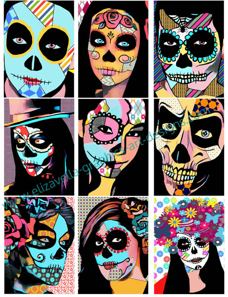 original abstract day of the dead art