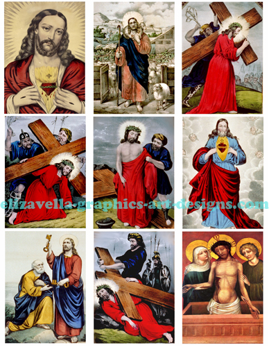  vintage jesus christ paintings art collage sheet printable