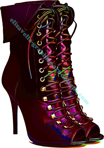 black goth lace boots high heel shoes art digital download 