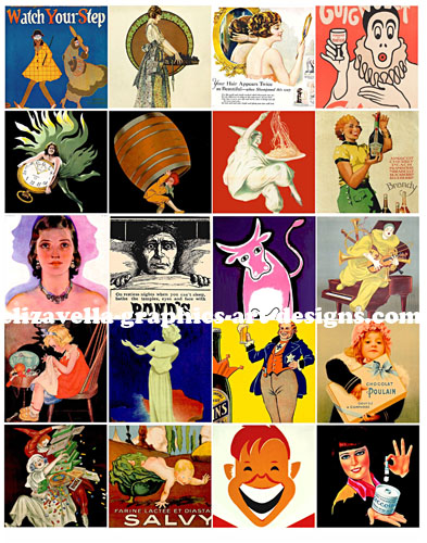 vintage product advertisements art collage sheet printable