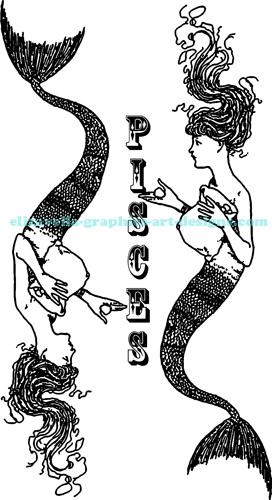  pisces mermaids zodiac sign clipart printable art