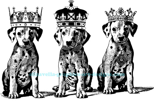 royal queen and king dalmatian puppy dogs art printable
