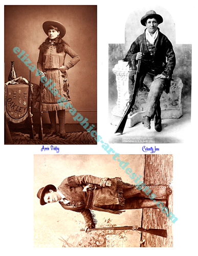 vintage calamity jane annie oakley cowgirl photographs collage sheet printable