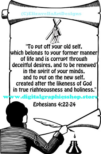  bible quotes, Ephesians 4:22-24, new self, printable wall art