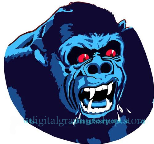   blue angry ape, gorilla face svg, png, jpg printable art clipart instant download 