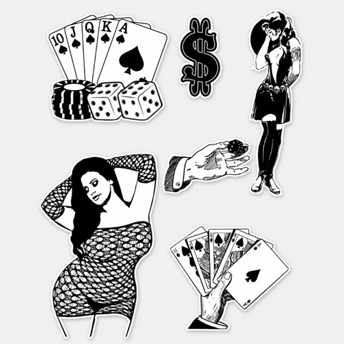 Vegas Nights casino Gambling Sexy pinups art Sticker