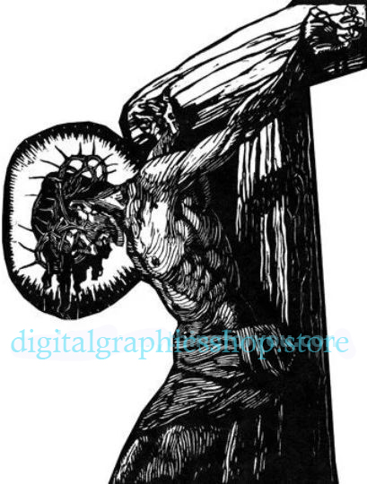   Jesus christ crucifixion cross png, jpg printable art clipart instant download 