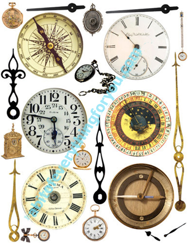  pockets watches clock faces steampunk clipart, digital collage sheet 