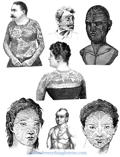  people with tattoos tribal printable art clipart instant download